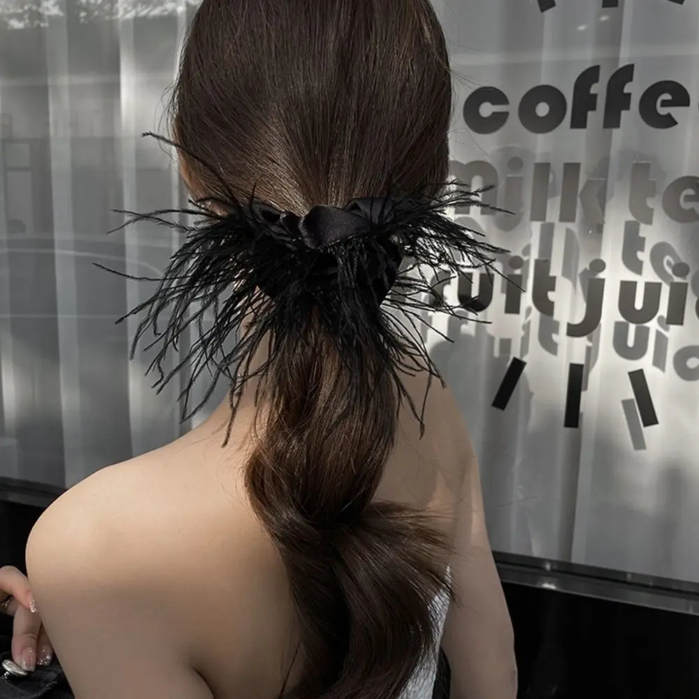 Hair Ring Cloth Silk Women Hair Accessories Korean Style Scrunchies Female Hair Ties Satin Hair Ring Feather Hair Rope