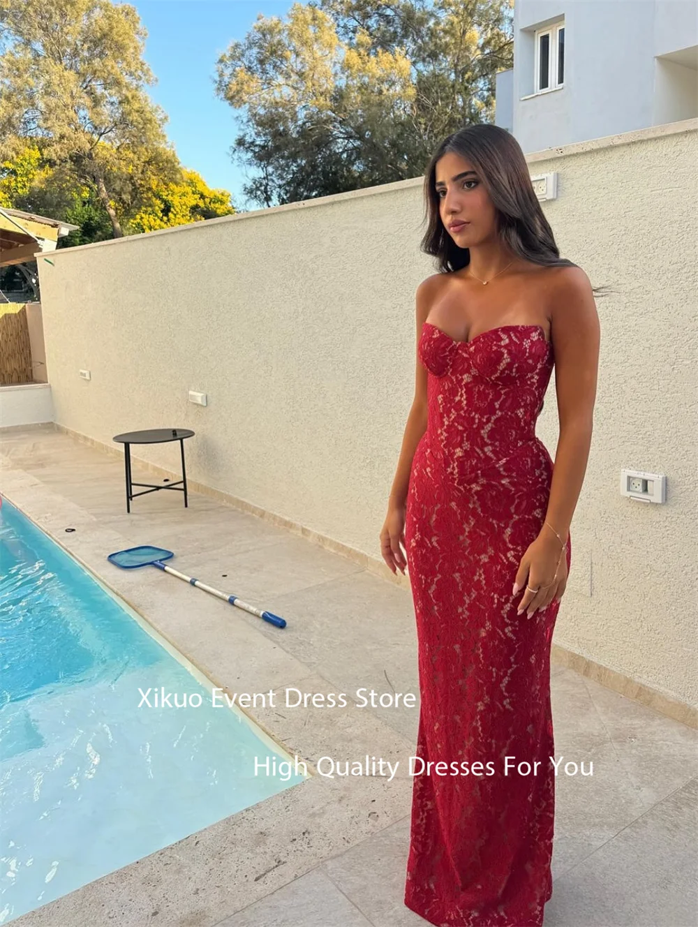 Xikuo Sweetheart ลูกไม้ชุดราตรีโรแมนติก Mermaid Graduation Gowns อย่างเป็นทางการ Appliques แขนกุดชุดชื่อเสียงที่กําหนดเอง