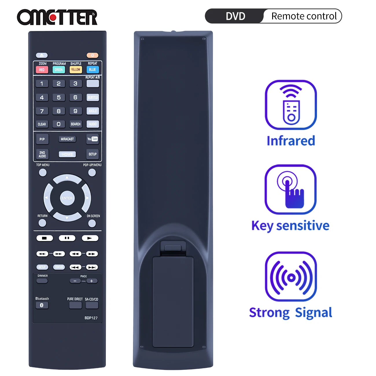 BDP127 Replaced Remote Control Fit for Yamaha Blu-ray Player BD-S477 BD-S677 BD-A1040