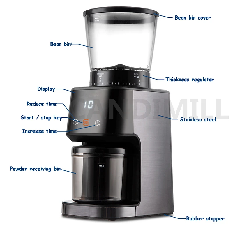 220V Coffee Grinder 40MM Conical Burr Electric Coffee Bean Grinder Coffee Grinding Machine Household Small Grinder