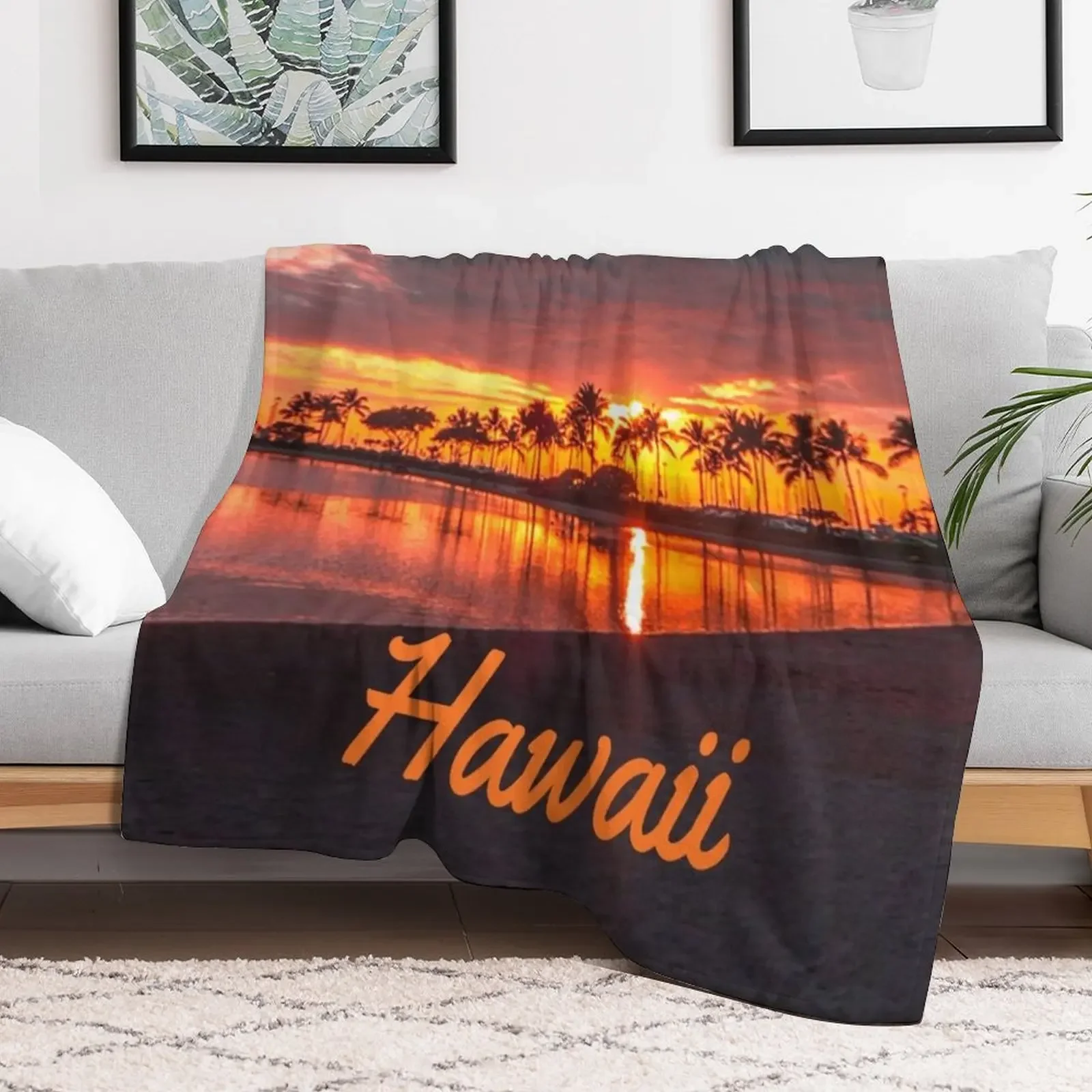 Hawaii Beach Hawaiian Islands Throw Blanket Warm Accent Blanket for Living Room Decoration