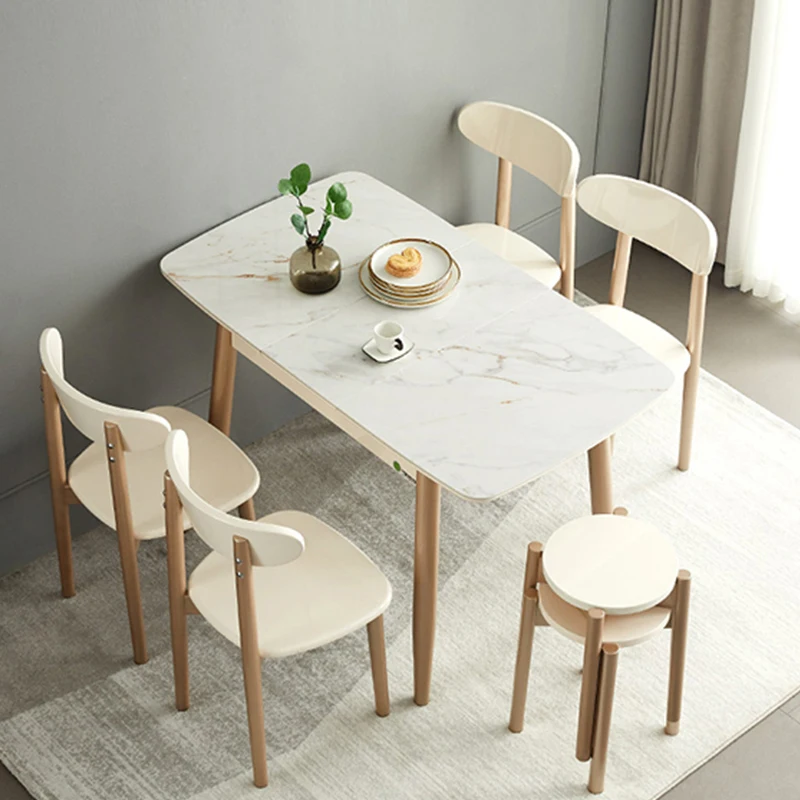 Retractable Small Apartment Rock Slab Dining Table Household Kitchen Table Chair Esstische Comedores Multifunctional Furniture