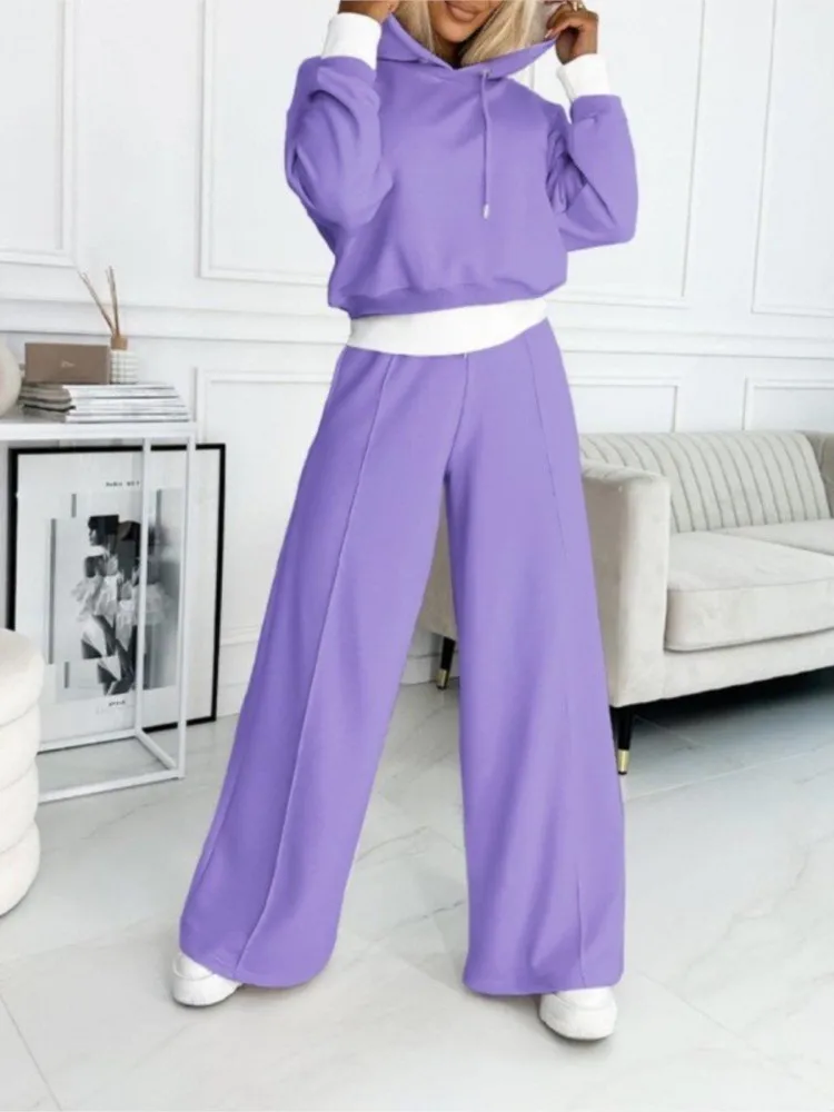 Autumn Winter New Combination Hooded Sweatshirt Women\'s 2 Piece Set Of Solid Color Fashion Casual Pants Jogging Female Suit 2025
