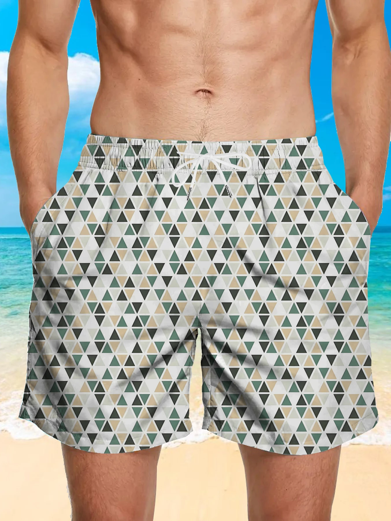 

Casual Lounge Beach Shorts Men Full Digital Print Skin-friendly Polyester Trunks