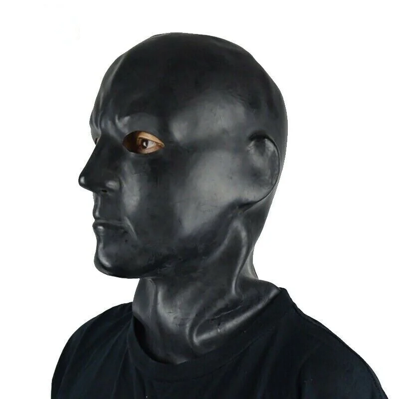 Latex Hood Rubber Mask 3D Mould Cosplay Costumes Open Eyes for Head 58-63cm with Back Zip