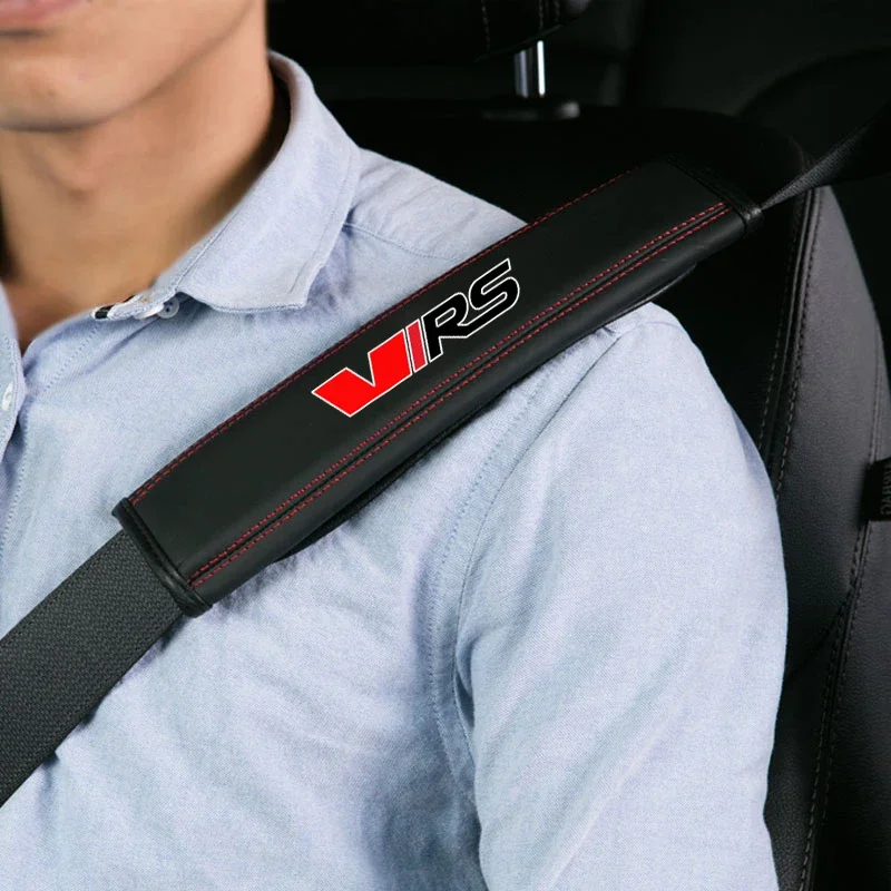 For Skoda Virs RS RS IV 1pc Cowhide Car Interior Seat Belt Protector Cover For Car Auto Accessories