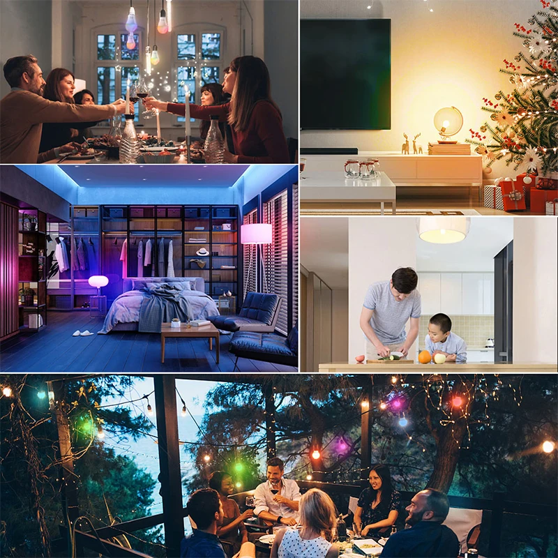 RGB Smart Bulb LED lights Dimmable WIFI APP Remote Voice Control with Yandex Alexa Google E27 AC220V Lamp for Decor Living room