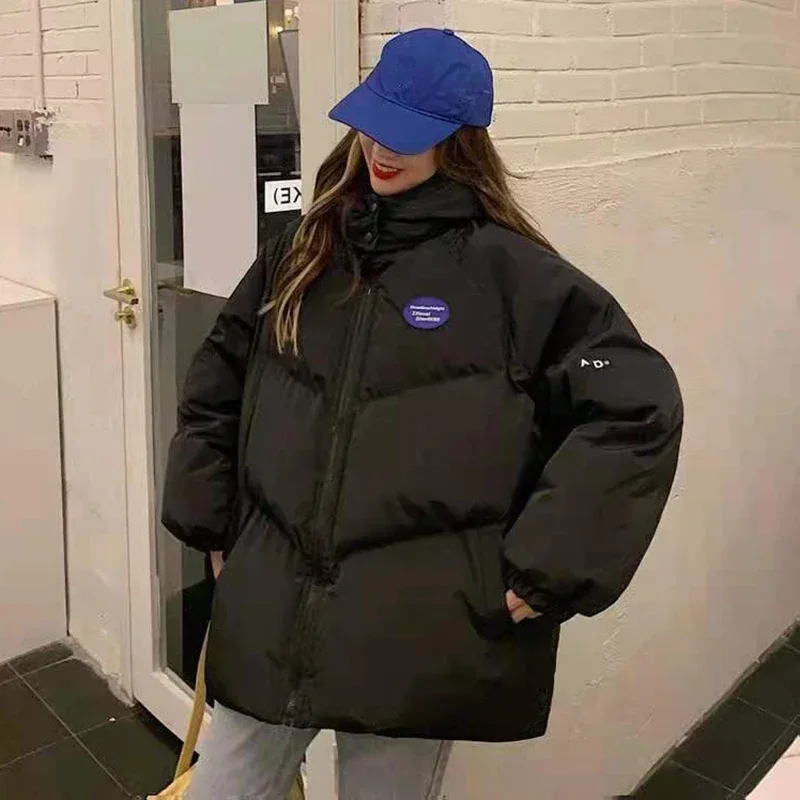 TPJB جديد الشتاء موضة القطن مبطن سترة نسائية جديد طالب رشاقته الدافئة مقنعين سترات امرأة فضفاضة سستة أبيض ملابس خارجية