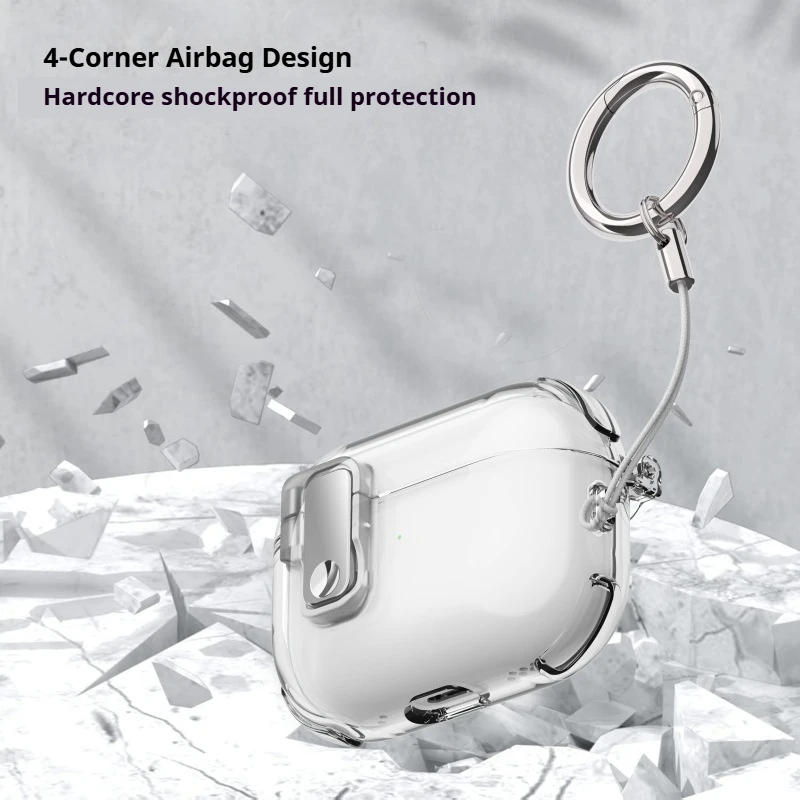 حافظة شفافة لأجهزة AirPods Pro 2 3 1 4 4th غطاء من البولي يوريثان الحراري مضاد للسقوط سماعة رأس Coque لأجهزة AirPods Pro 2 2nd Pro2 مع حبل