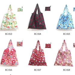 Printed Floral Foldable Shopping Bag Recyclable Polyester Bag Grocery Tote Bag Eco-Friendly Reusable Storage Bag