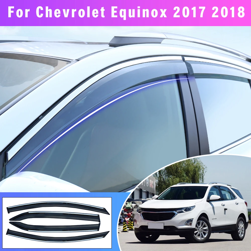 Window Sun Rain Visor Weather Shield Deflector Guard For Chevrolet Equinox 2017 2018 Awnings Car Styling Auto Accessories 4pcs