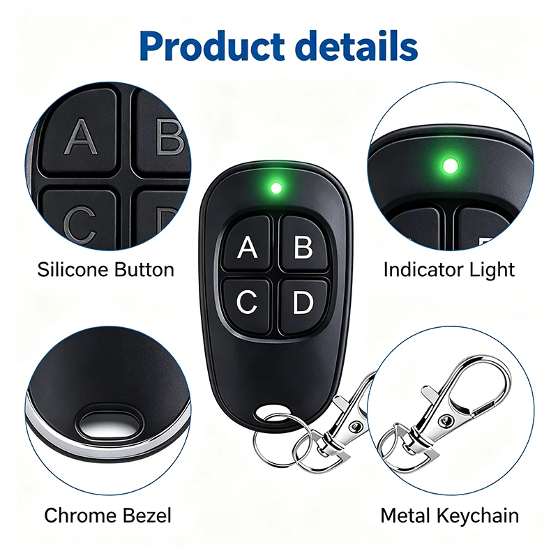 1/3/5/10/20PCS 433.92MHz 4CH Garage Door Remote Cloner, Universal Key Fob Duplicator Copies Any Code