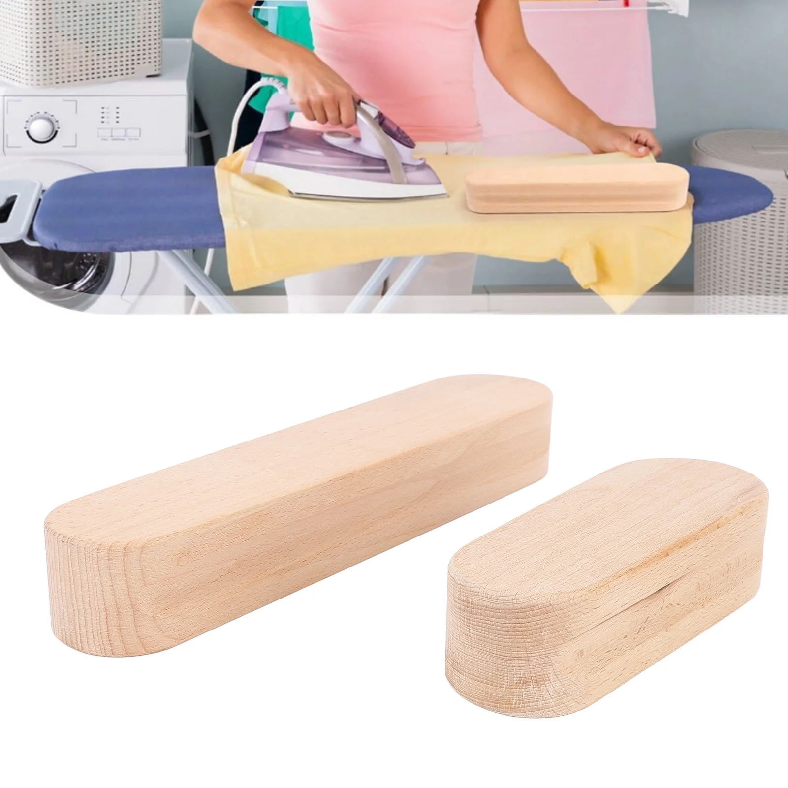 

2Pcs Tailor Clappers 7in 12in Double Side Grooved Wood Clappers Sewing Tools For Pressing Seams Quilting Hemming