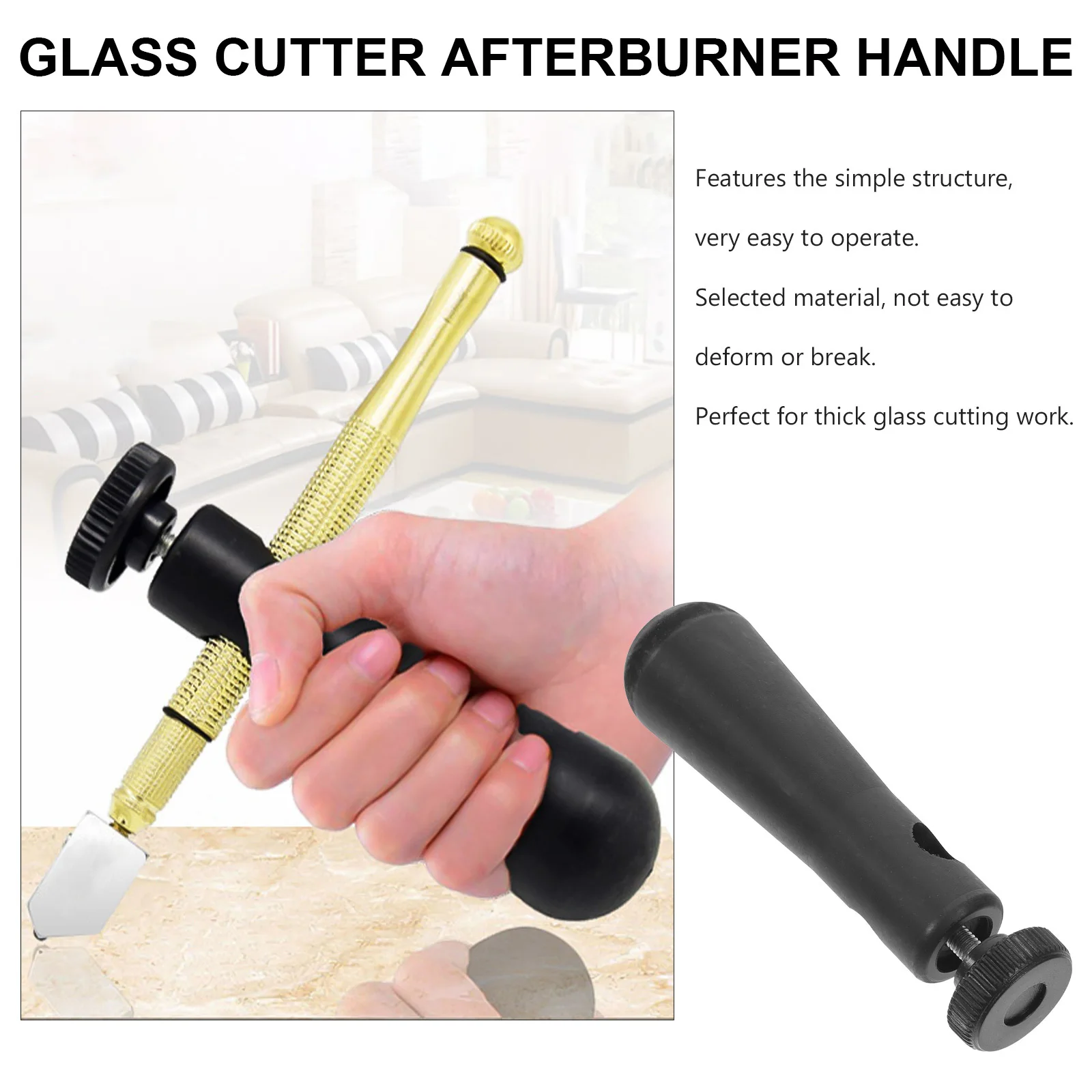 

1Pcs Glass Cutter Handle Labor-Saving Plastic Stick Accessory Tool for Thick Glass Cutting Efficiency Handle Torque Bar