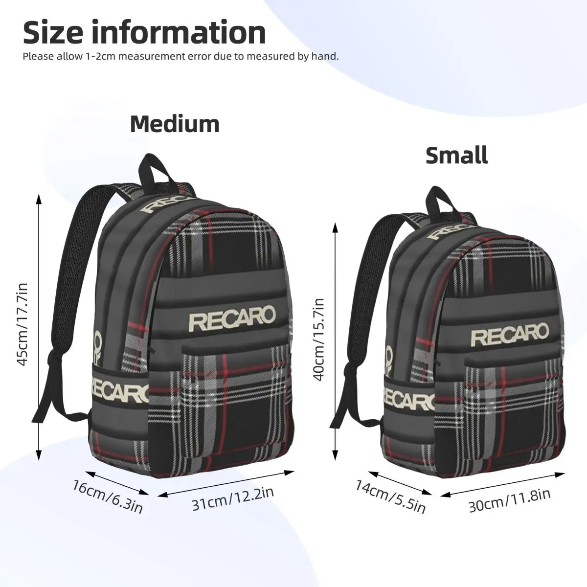 Tartan Plaid Recaros Student Backpack School Bag Hiking Travel Daypack for Men Women Bookbag Shoulder Bags view 3