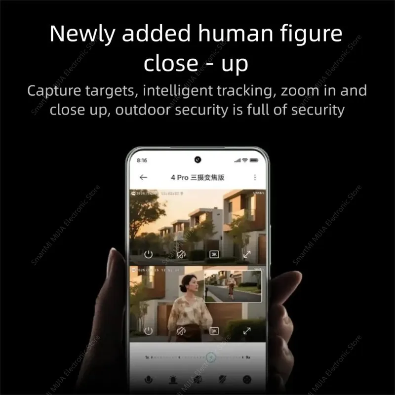กล้องวงจรปิดอัจฉริยะกลางแจ้ง XIAOMI รุ่นใหม่ 4 Pro รุ่นซูมกล้องสามตัว 360 องศา °   5MP 3K, ซูมไฮบริด 9 เท่า, IP66, รุ่นภาษาจีน พร้อมอะแดปเตอร์