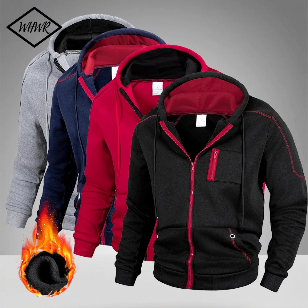 

Men's Spring Autumn Chest Zipper Jacket Casual Hooded Sweatshirt Outdoor Male Running Casual Zip Up Hoodie Coat Streetwear