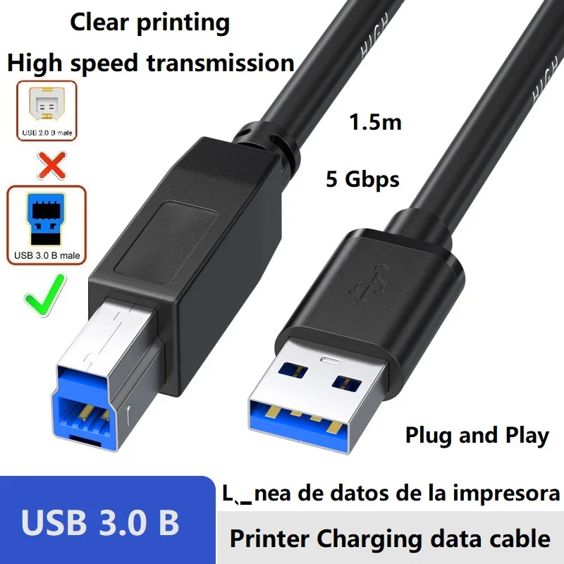 

Printer Cable USB to USB B Cord Super Speed USB A to USB B 3.0 Cable for USB Hub External Hard Driver Scanner Canon Epson HP Dac