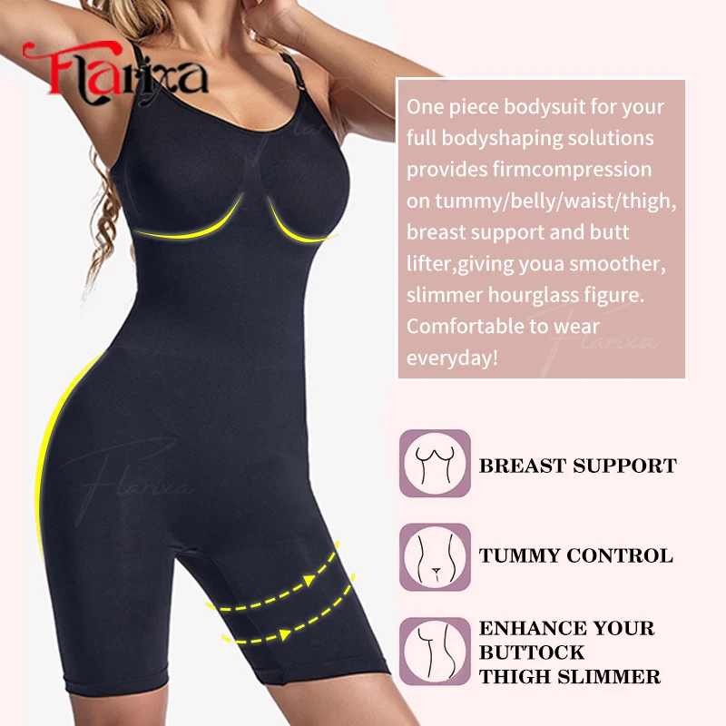 Flarixa Seamless Shapewear Bodysuit for Women Tummy Control Full Body Shaper Waist Trainer Slimming Corset Underwear Faja