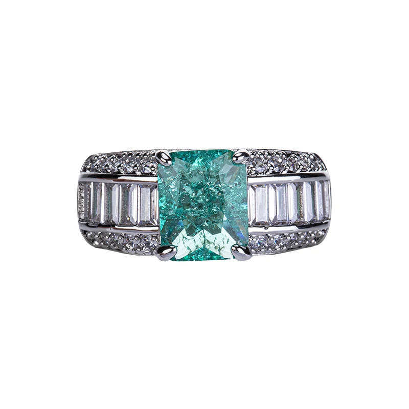 New style simple emerald finger ring for girls exquisite green zircon ring for girls party banquet jewelry gift