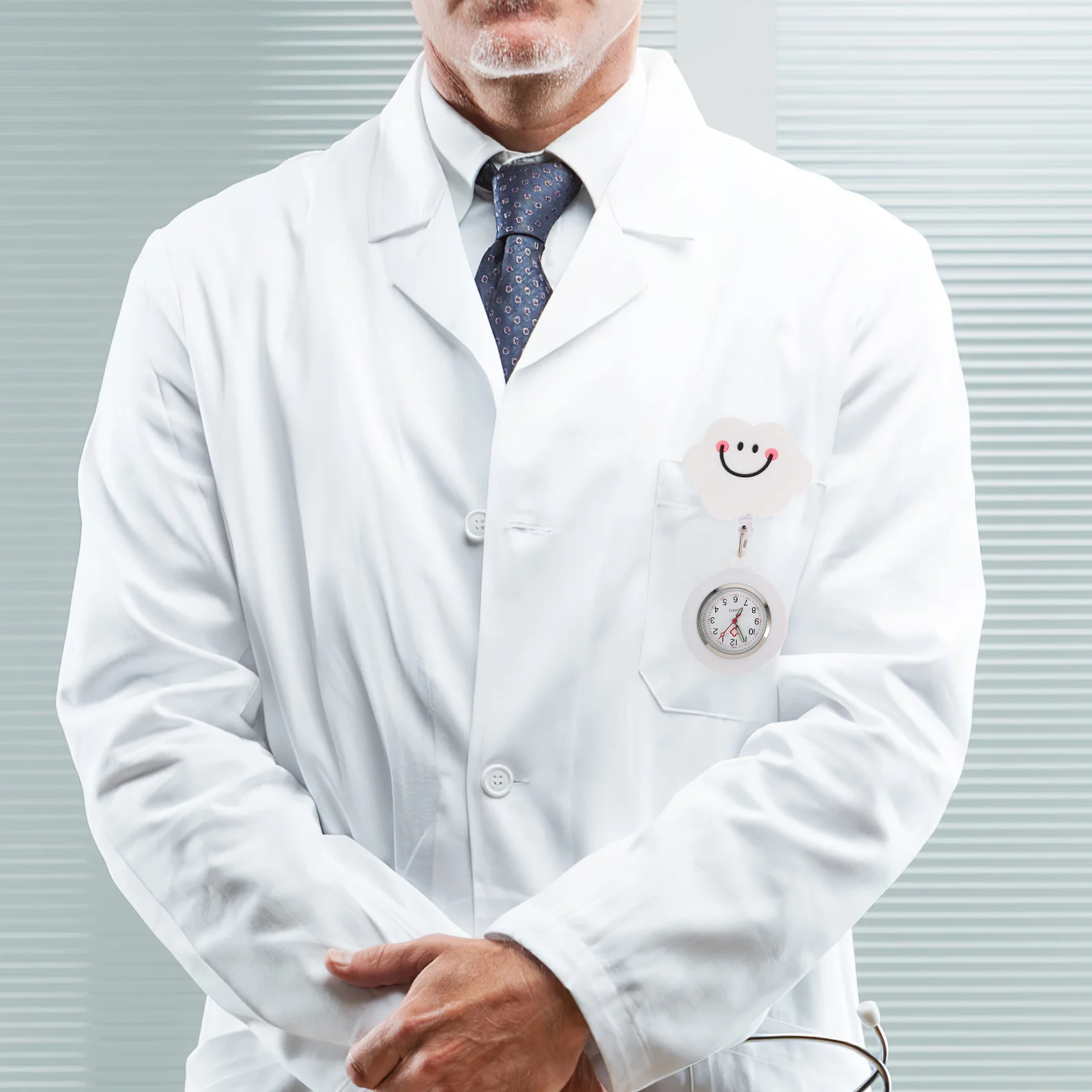 2Pcs Cute Cartoon Nurse Watch with Precise Digital Display Retractable Badge Pocket Watch for Hospital Workers Soft Silicone