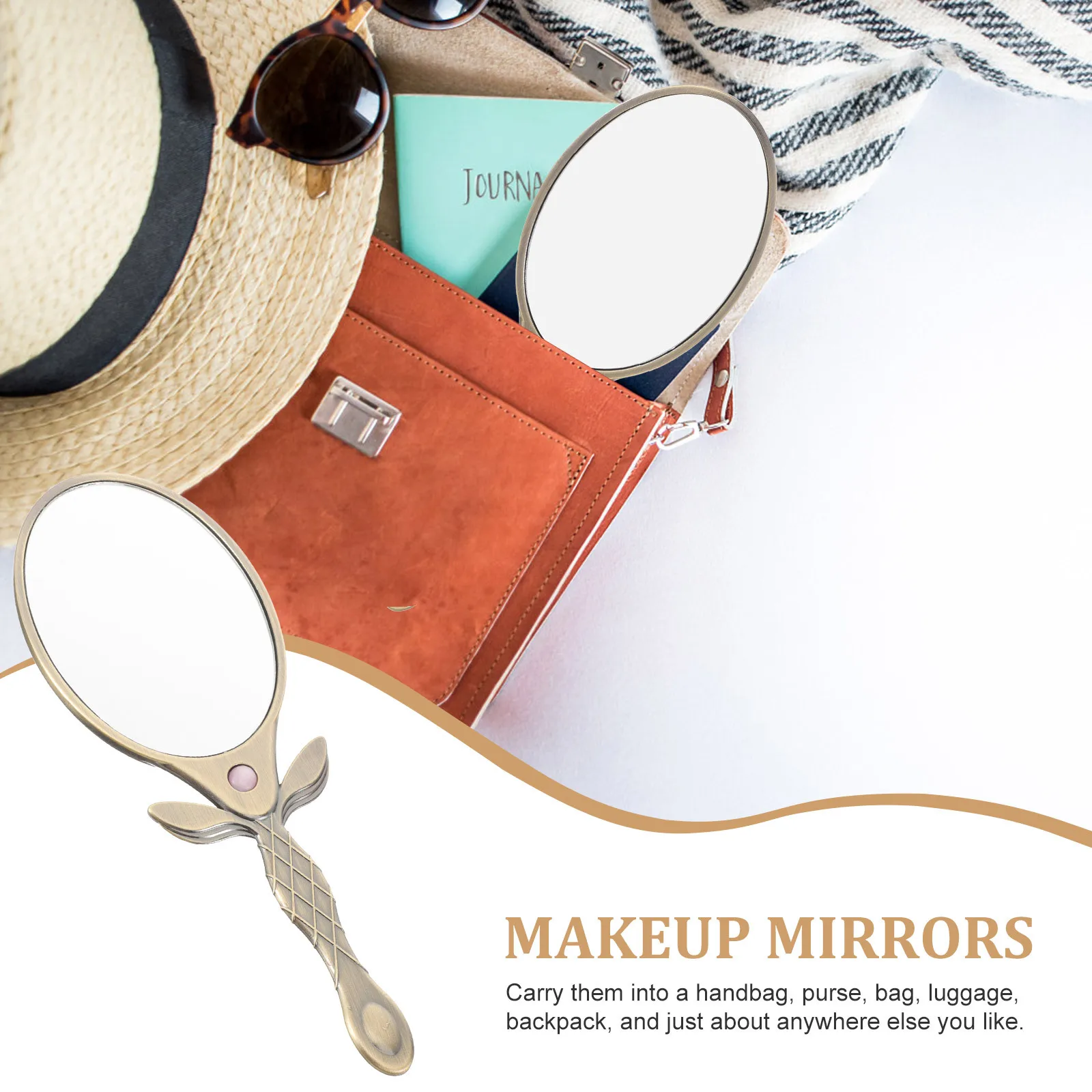 여성용 소형 휴대용 거울 손잡이가 있는 휴대용 메이크업 거울 빈티지 스타일 훌륭한 솜씨 인어 디자인 오래 지속됨