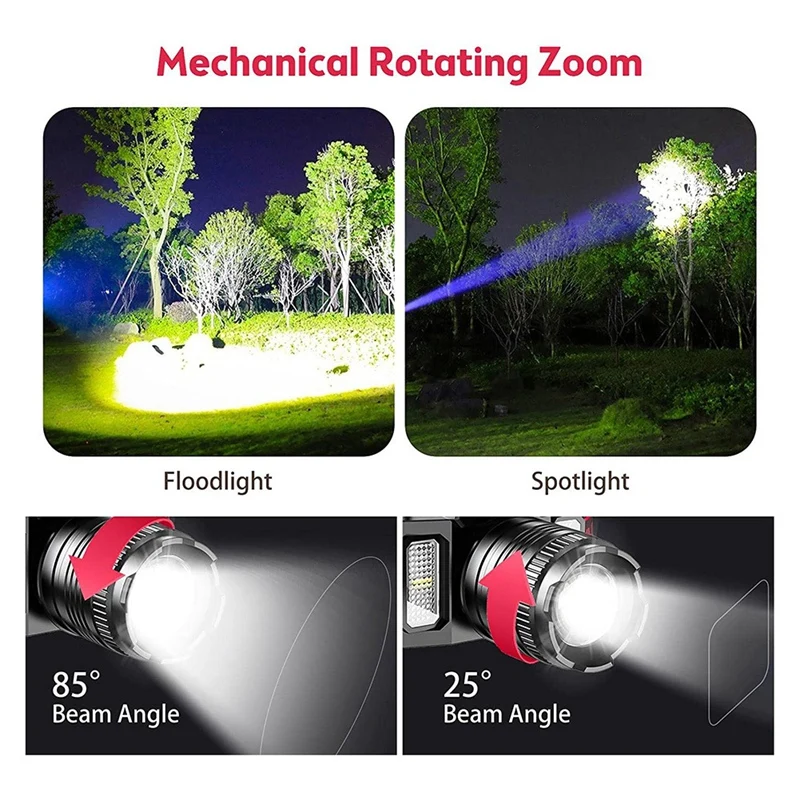 1 zestaw reflektor LED czołówka kempingowa 360 ° z regulowanym kątem reflektor latarka czujnik ruchu do łowienia ryb