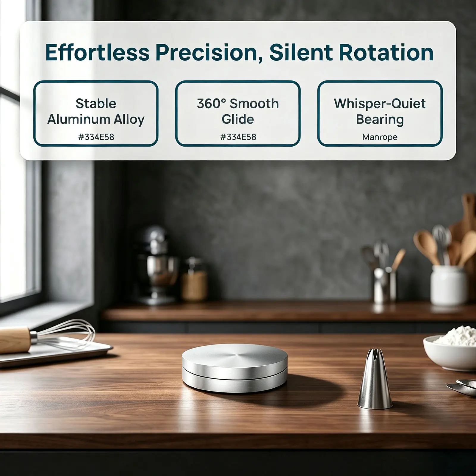 Aluminum Alloy Turntable Bearing Rotating Base Stand for Cake Sculpture Food Display Electronics Repair Smooth 360 Degree