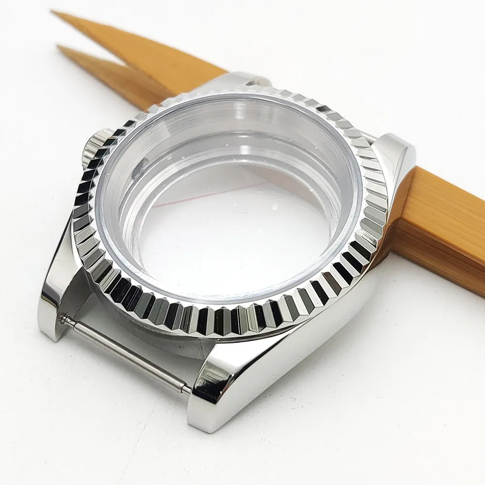 36mm/39MM Watch Case Stainless Steel Sapphire Crystal for NH35/NH36 Case Replacement Parts Tooth Ring Cases