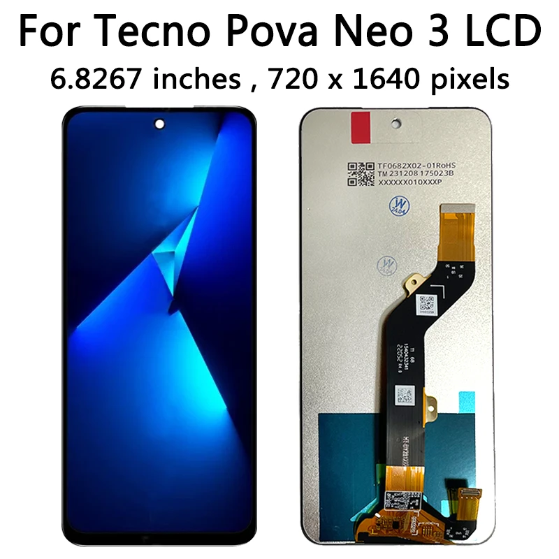 AAA+ For Infinix Tecno Pova Neo / Neo 2 / Neo 3 LCD LE6 LG6n LH6n Display  Display Screen Frame Touch Panel Digitizer Assembly