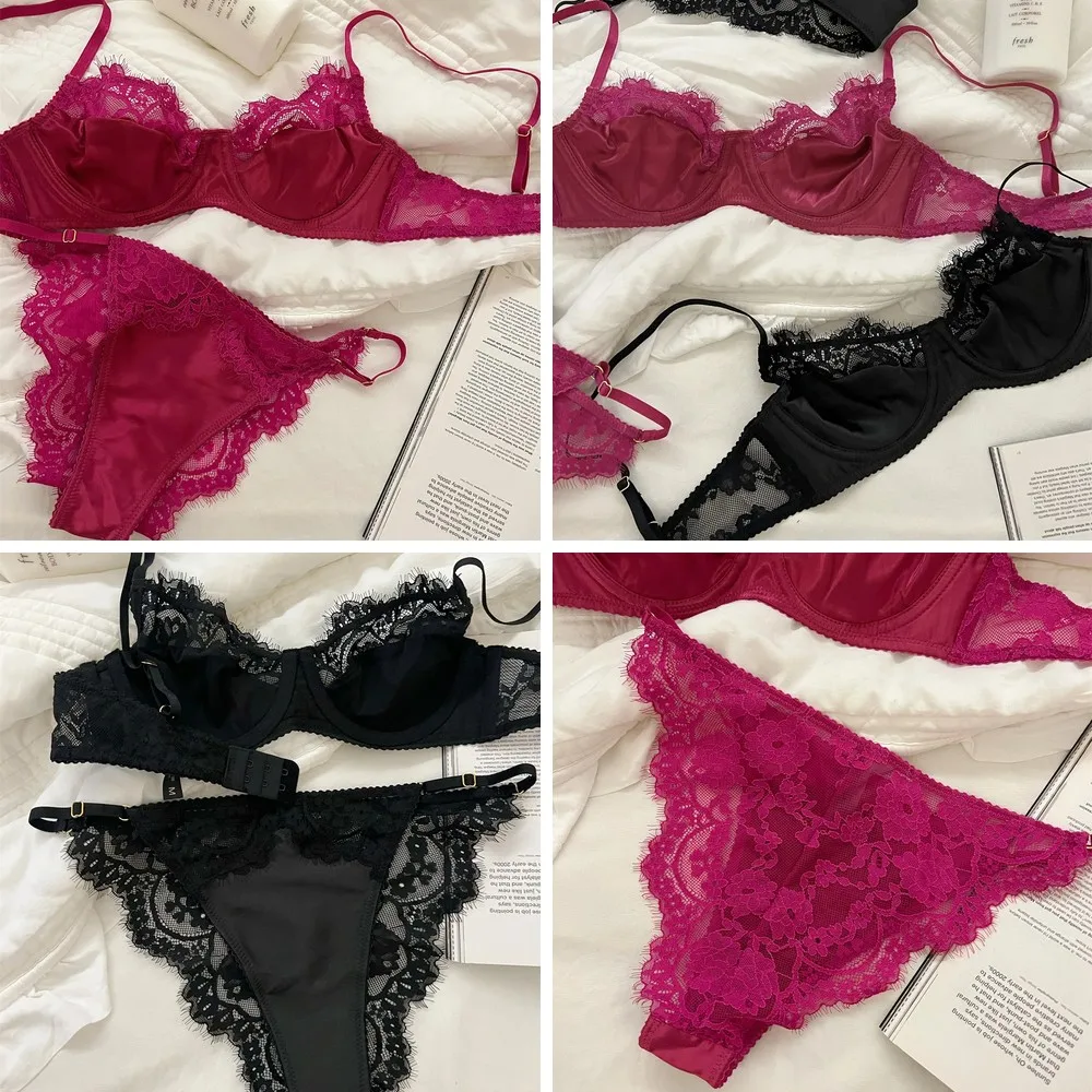 

Sexy Hollow Out Lace Bralette with Steel Ring, Pure Desire Women's Bras & Lingerie Set