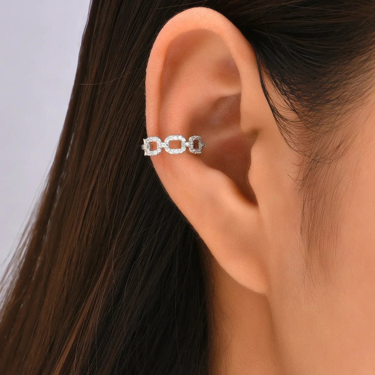 YCP new original design fashion trend Sparkle personality Vintage Cuban serial Zircon ear clip Earrings Women's ear clip