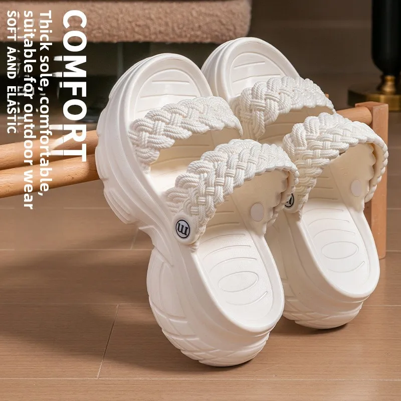 Sandalias de plataforma de verano para mujer con suela gruesa, estilo hada, ¡oferta de la temporada! Novedad para exterior, tacón plano, dos usos.