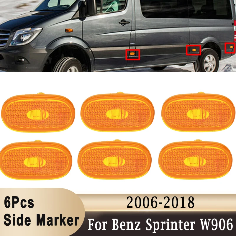 6Pcs Car Side Marker Lamps for Mercedes-Benz Sprinter W906 2006-2018 A0038202956 Side Body Fender Siganl Clearance Lights