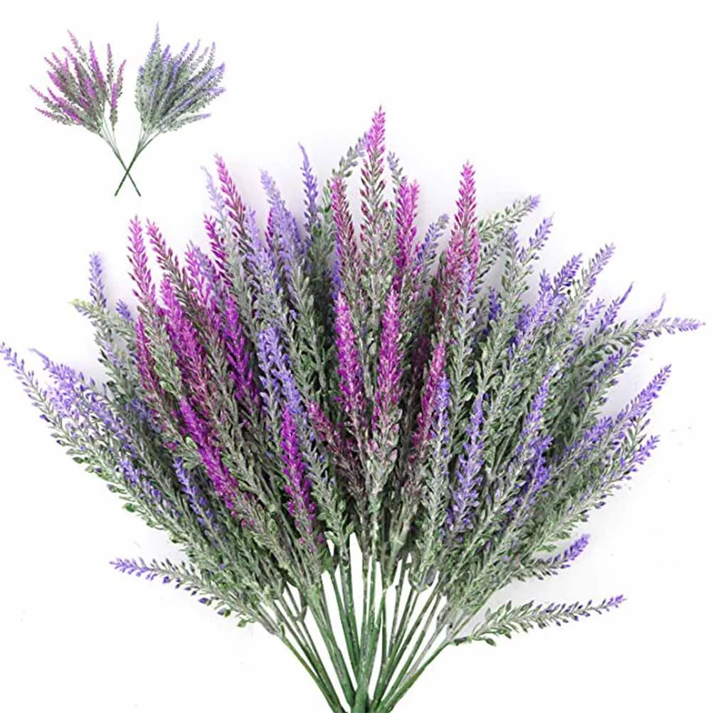 

6 Pcs Artificial Lavender Bouquet Silk Flowers Home Decor Wedding Favors Elegant Table Setting Fake Plants Plastic Flowers