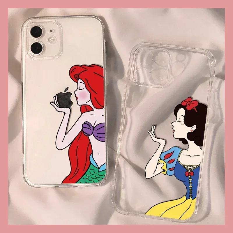 Disney Clear Snow White Silicone Phone Case For iPhone 15 14 11 12 13 Mini Pro MAX Mini 7 8 Plus XR XS SE 2 3 Princess Cover