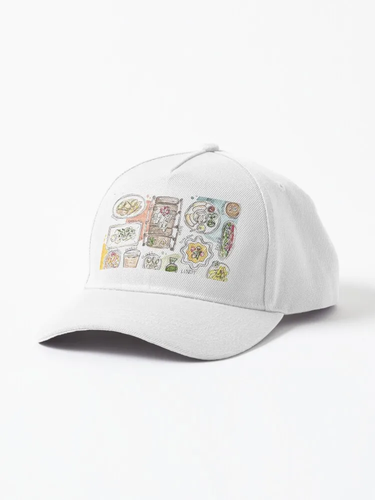 Casquette Hip Hop pour hommes et femmes, chapeau de baseball de rue, illustration d'interconnexion alimentaire, Zurich et Stuttgart