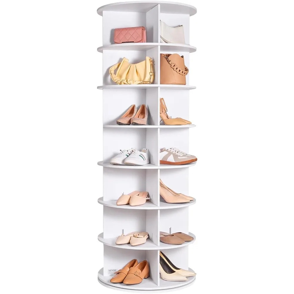 

360 ° Вращающаяся башня для обуви, 7-уровневая карусель для хранения обуви, вращающаяся подставка для обуви