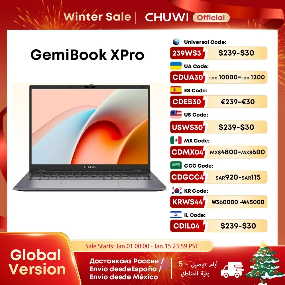 CHUWI GemiBook XPro Intel N100 Laptop 8GB RAM 256GB SSD 14.1-inch UHD Screen Intel N100 Processors Windows 11 Notebook PC