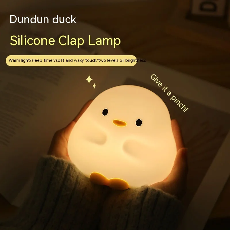 

Cute Duck LED Night Lamp Cartoon Silicone USB Rechargeable Sleeping Light Touch Sensor Timing Bedroom Bedside Lamp For Kid Gift