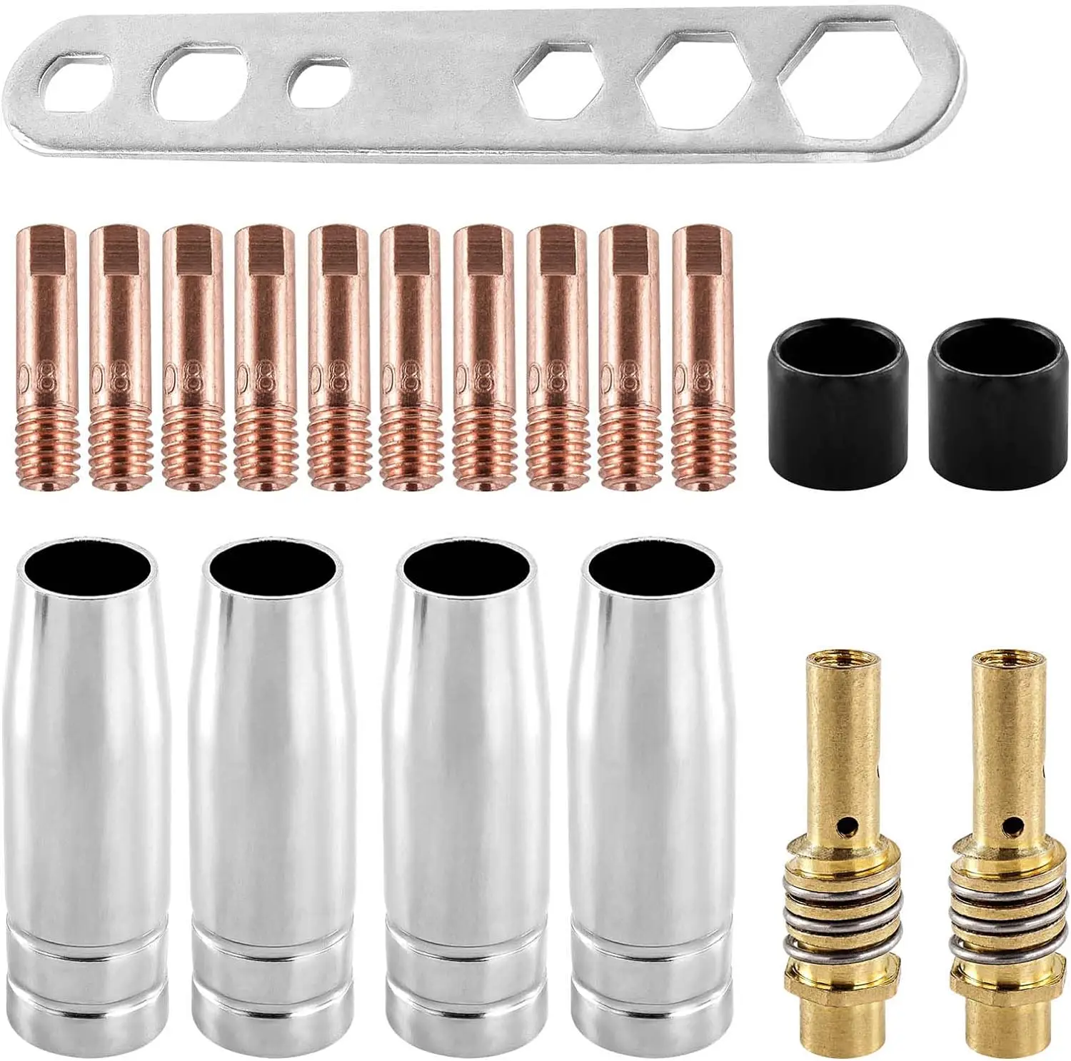 19PCS M6 Torch Welder Contact Tips Holder Gas Nozzle For Welding MIG/MAG MB-15AK