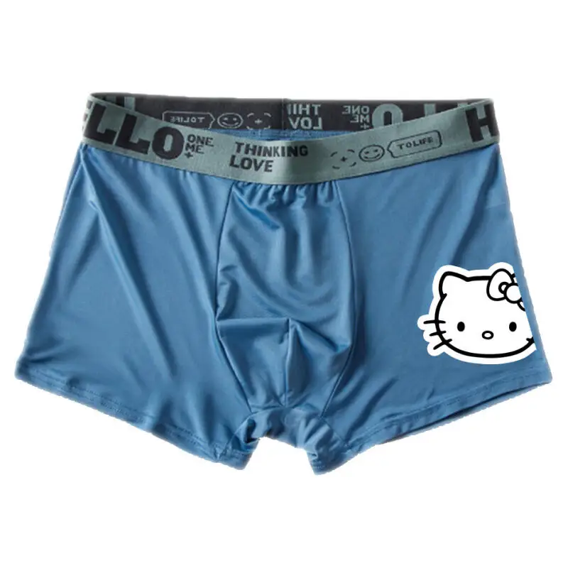 Sanrio Cartoon Hello Kitty Kuromi My Melody Men\'s Ice Silk Underwear Summer Antibacterial Comfortable Breathable Boxers Gift