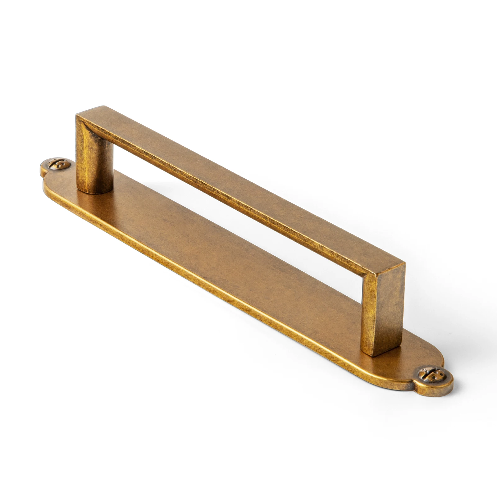 Goo-Ki 2 Pack Retro Zinc Alloy Cabinet Pull with Luxe Linear Backplate-5''(128mm) Hole Centers Antique Brass Drawer Handles