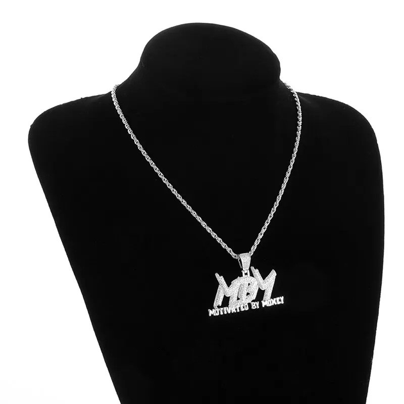 Iced out bling motivado por dinheiro pingente completo zircônia cúbica mbm hip hop colar masculino legal charme rock festa jóias presente