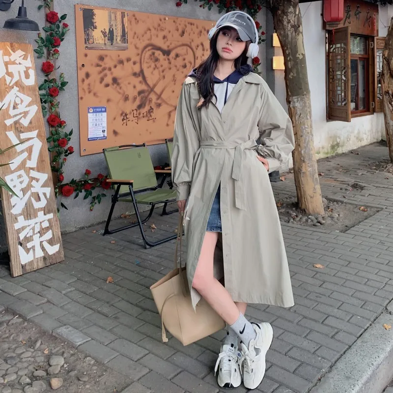 

A new youthful versatile comfortable and skin-friendly casual fashion long trench coat