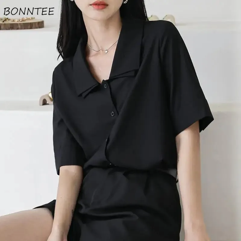 

Vintage Shirts for Women All-match Summer Tops Girls Design Niche Korean Style Soft Short Sleeve Thin Fashion Turn-down Collar