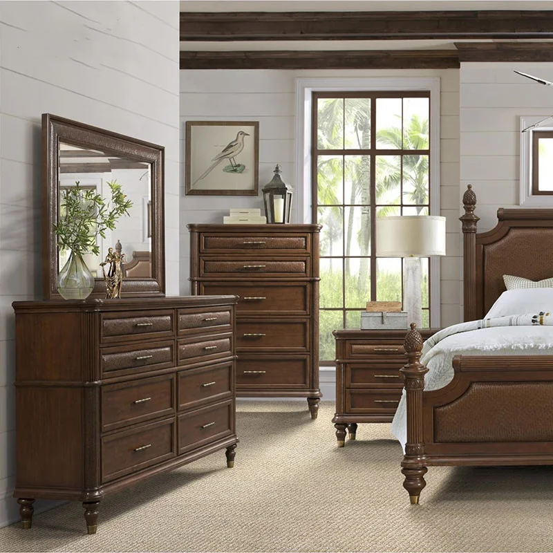 *Wooden Bed Bedroom Furniture Set king Size Double Bed