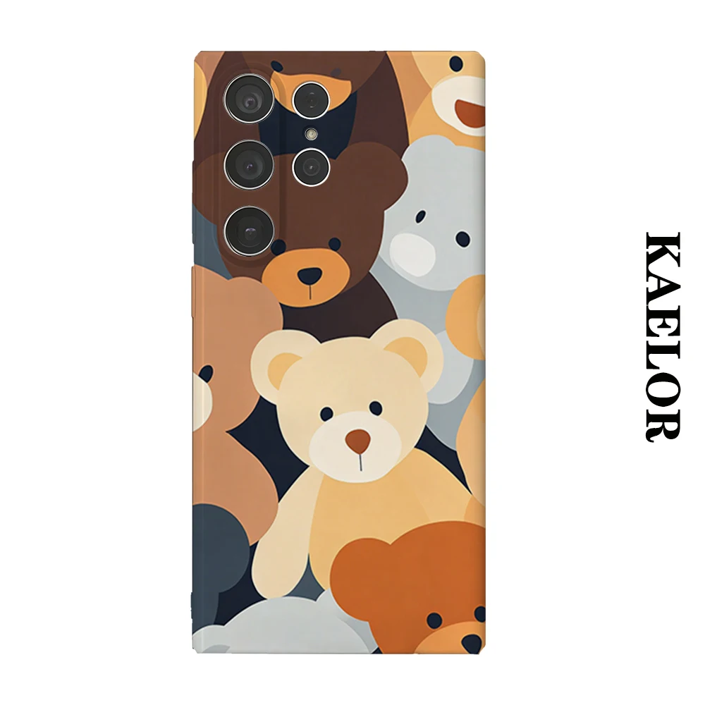 Teddy Bear Stack Durable Shiny Double-layer Case for Samsung S26 Ultra S25 S24 S23 Plus Anti-drop Scratch Resistant Cover