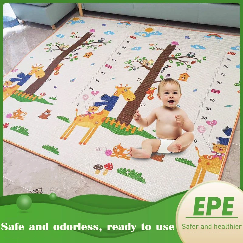 EPE-alfombrillas de juego gruesas y respetuosas con el medio ambiente para bebé, tapete plegable para gatear, tapete de juego, alfombra de seguridad para niños, 1cm