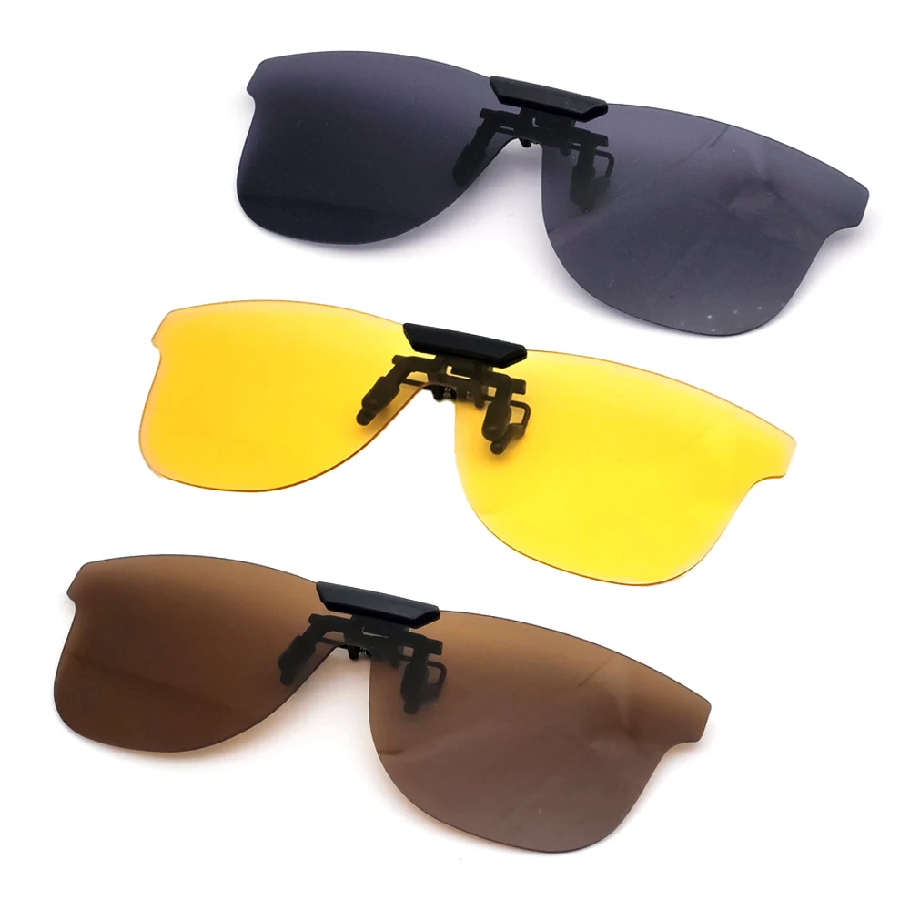 Non-Polarized Flip Up Clip on Sunglasses Square Car Driving Dark Anti Glare Lens UV400 Clips See Digital Screen Sun Glasses